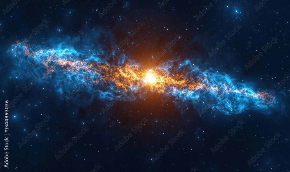 Stunning cosmic nebula with vibrant blue and orange colors in deep space Stunning cosmic nebula with vibrant blue and orange colors in deep space
