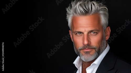 Mature man with stylish silver hair and beard