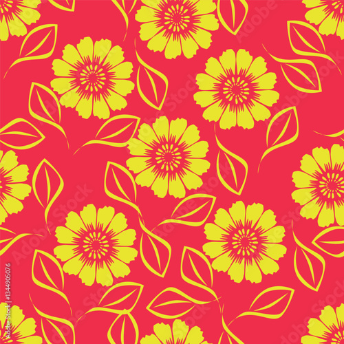Wallpaper Mural seamless floral flower pattern with Textile Allover Design on Background Torontodigital.ca