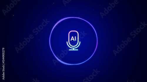 AI voice recognition personal assistant technology concept, smart artificial intelligence app screen, machine speech generated, online support chat bot, automated virtual business customer service