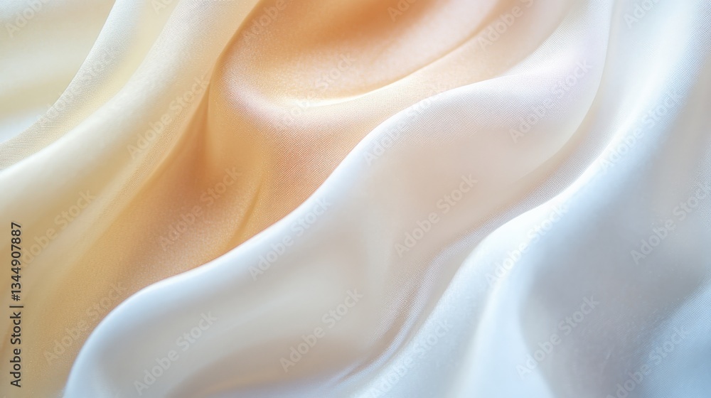 Obraz premium Soft Draped Fabric in Smooth Textures of Pale Peach and Creamy White Shades