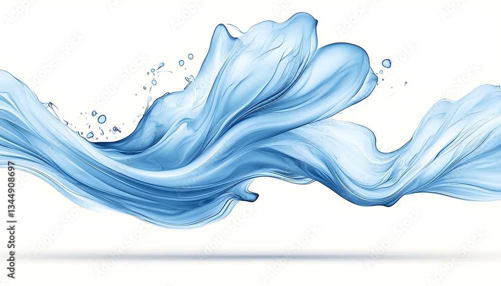 Fototapeta premium Blue Water Wave Splash for White Background.