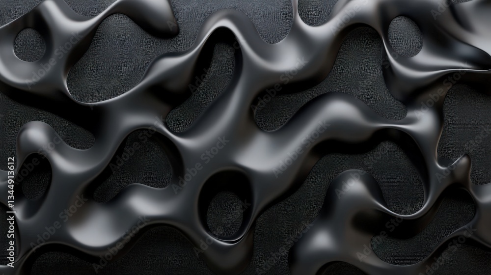 Abstract Black Texture with Flowing Forms and Organic Curves on Dark Background Abstract Black Texture with Flowing Forms and Organic Curves on Dark Background