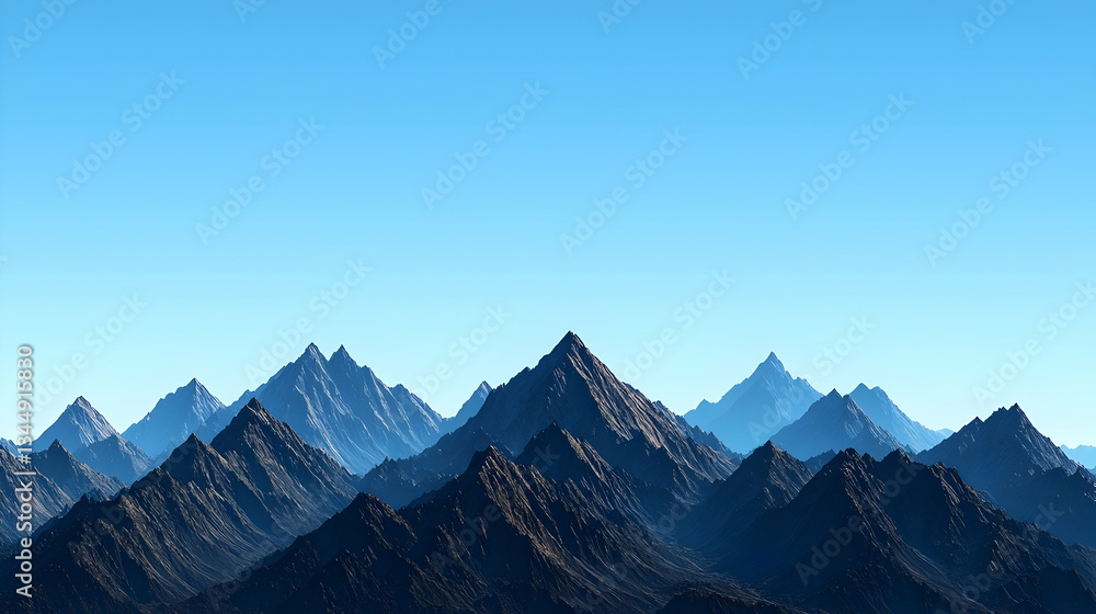 Fototapeta premium Majestic Mountain Range Panorama Under A Clear Blue Sky