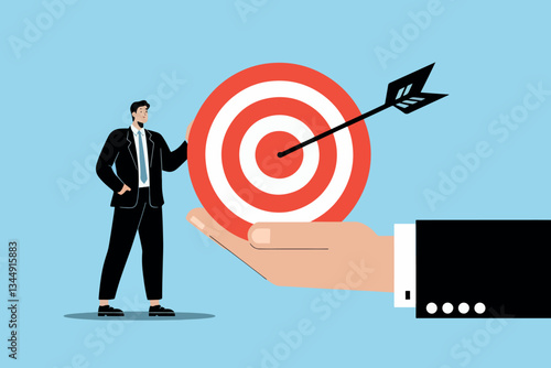 Businessman hand holding a target, goal and business concept