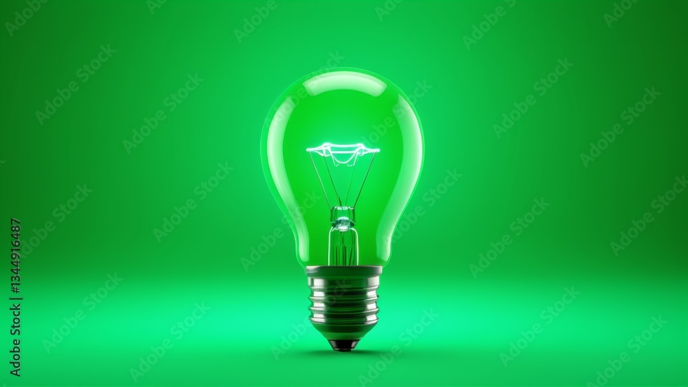 glowing light bulb on green background glowing light bulb on green background