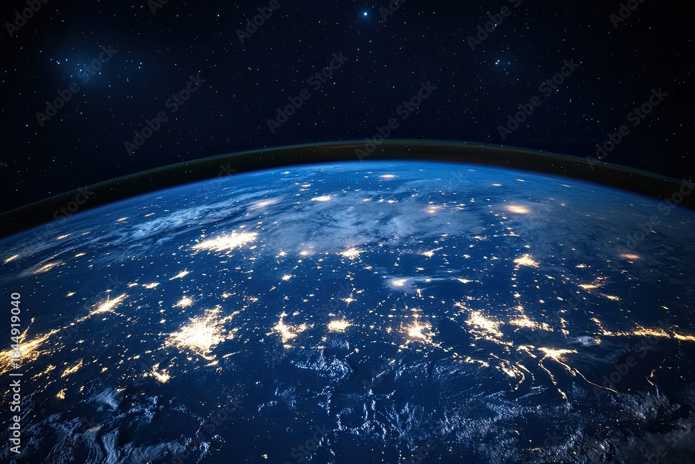 Obraz premium Earth from space, city lights (1)