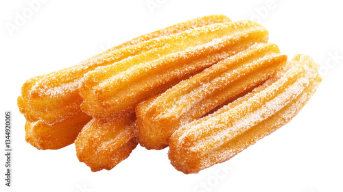 Crispy churros coated in sugar isolated on transparent background --ar 16:9