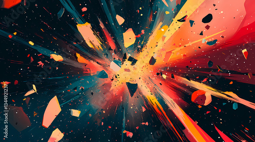 Shattered galaxy background, galaxies, nebulas, galaxies, nebulas, space, fragmentary, cosmic destruction. Cosmic Shatter. Illustration