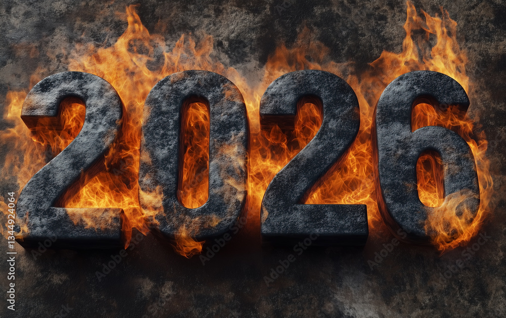 Duże cyfry 2026 rok w płomieniach, Palące napisy