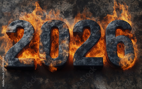 Duże cyfry 2026 rok w płomieniach, Palące napisy