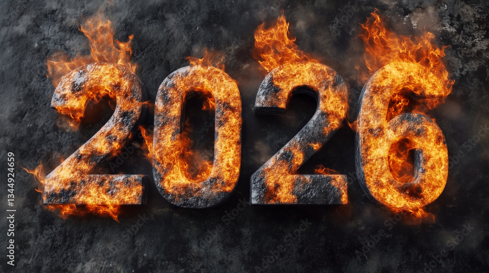 Duże cyfry 2026 rok w płomieniach, Palące napisy