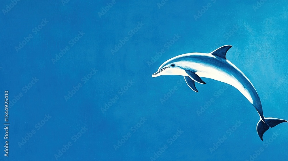 Obraz premium A painting of a dolphin mid-air, its mouth agape and tongue extended