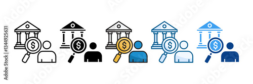 Bank Examiner Icon Set Multiple Style Collection