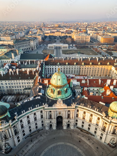 Photography Vienna cityscape revealing Hofburg Palace Michaelertrakt entrance and cupola at