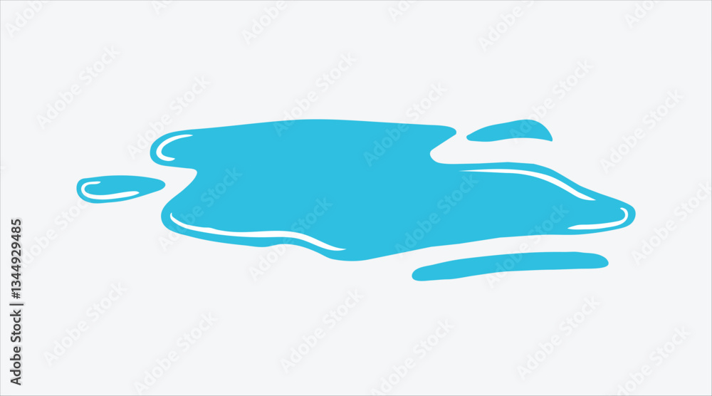 Water spill. Cartoon puddle. Wet blue stain Water spill. Cartoon puddle. Wet blue stain