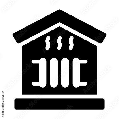 Home radiator glyph icon representing indoor heating appliance