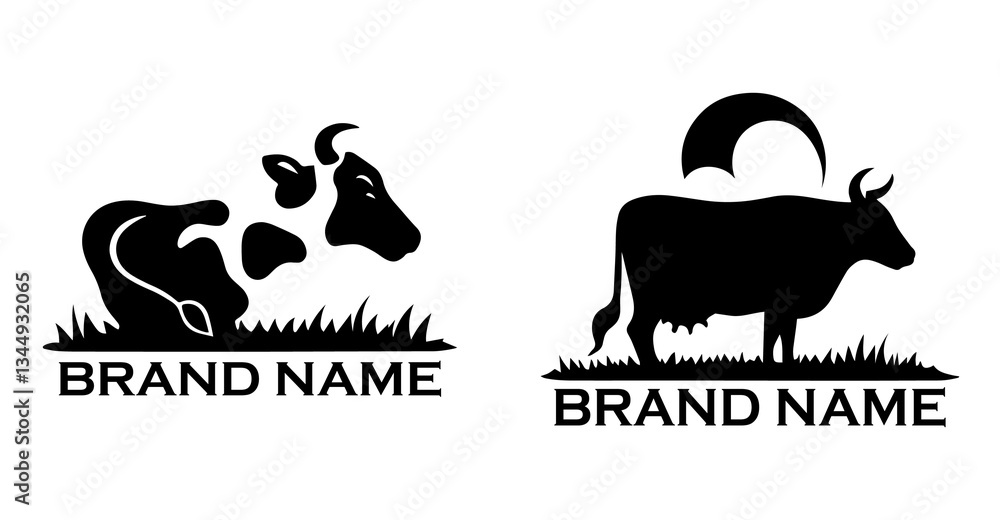 Obraz premium Cow logo designs for dairy brands