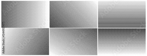 Halftone pattern collection presents six unique dot textures in grayscale