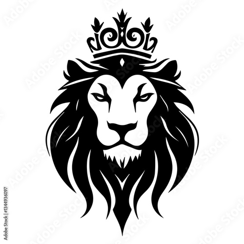 Wallpaper Mural Monochrome Graphic of a Crowned Lion Head in Profile Torontodigital.ca