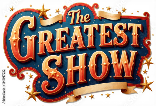 The Greatest Show sign featuring vibrant colors and decorative elements
