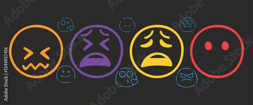 Smiley face or emoticon vector icon set. Vector illustration EPS10