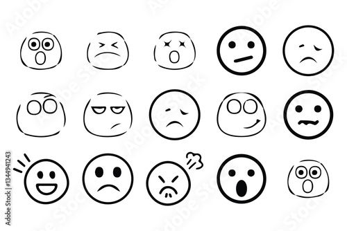 Set of emoticons. Emoji icon. Vector thin line. Vector illustration EPS10