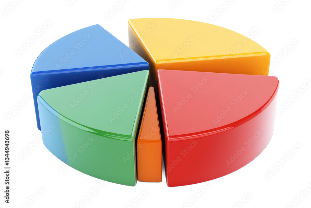 Obraz premium 3D Colorful Pie Chart Segments Business Data Infographic Illustration