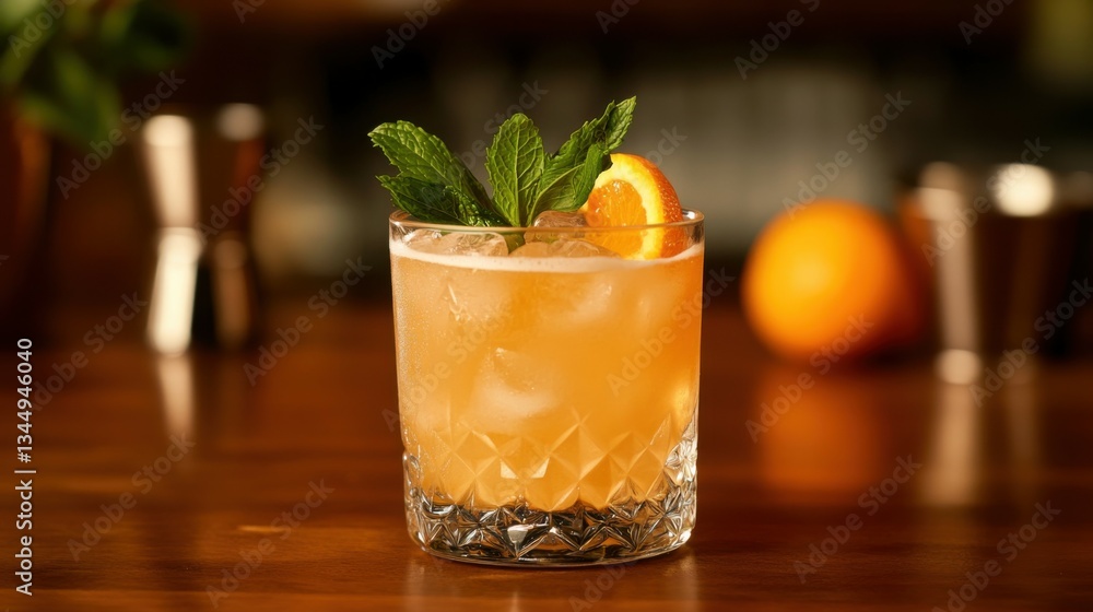 Refreshing Cocktail with Orange and Mint Refreshing Cocktail with Orange and Mint