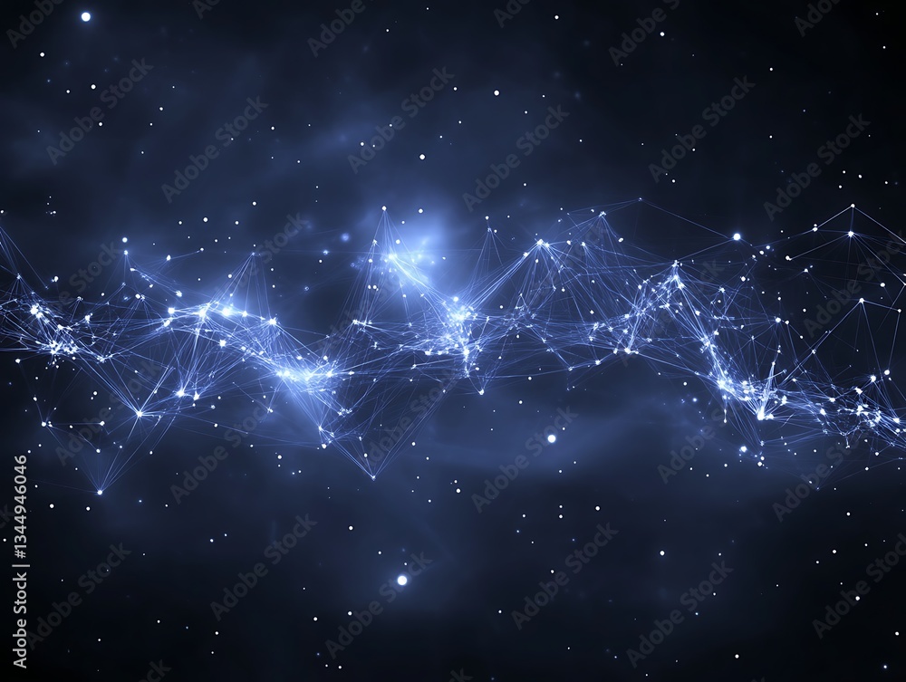 Abstract network of interconnected dots and lines against dark space Abstract network of interconnected dots and lines against dark space