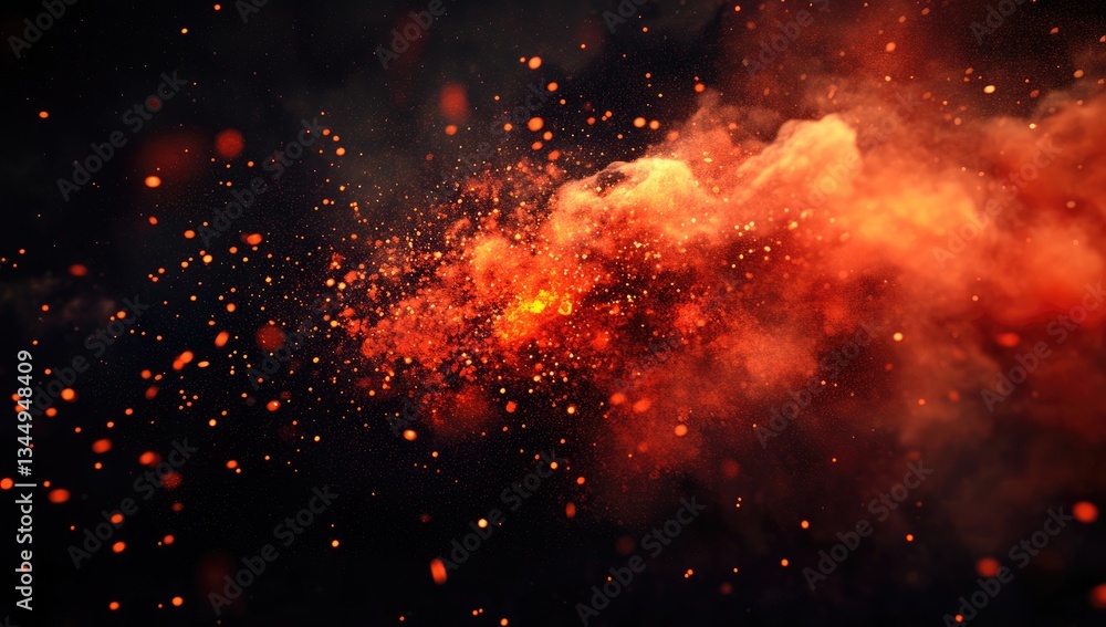 Naklejka premium Fiery explosion in dark