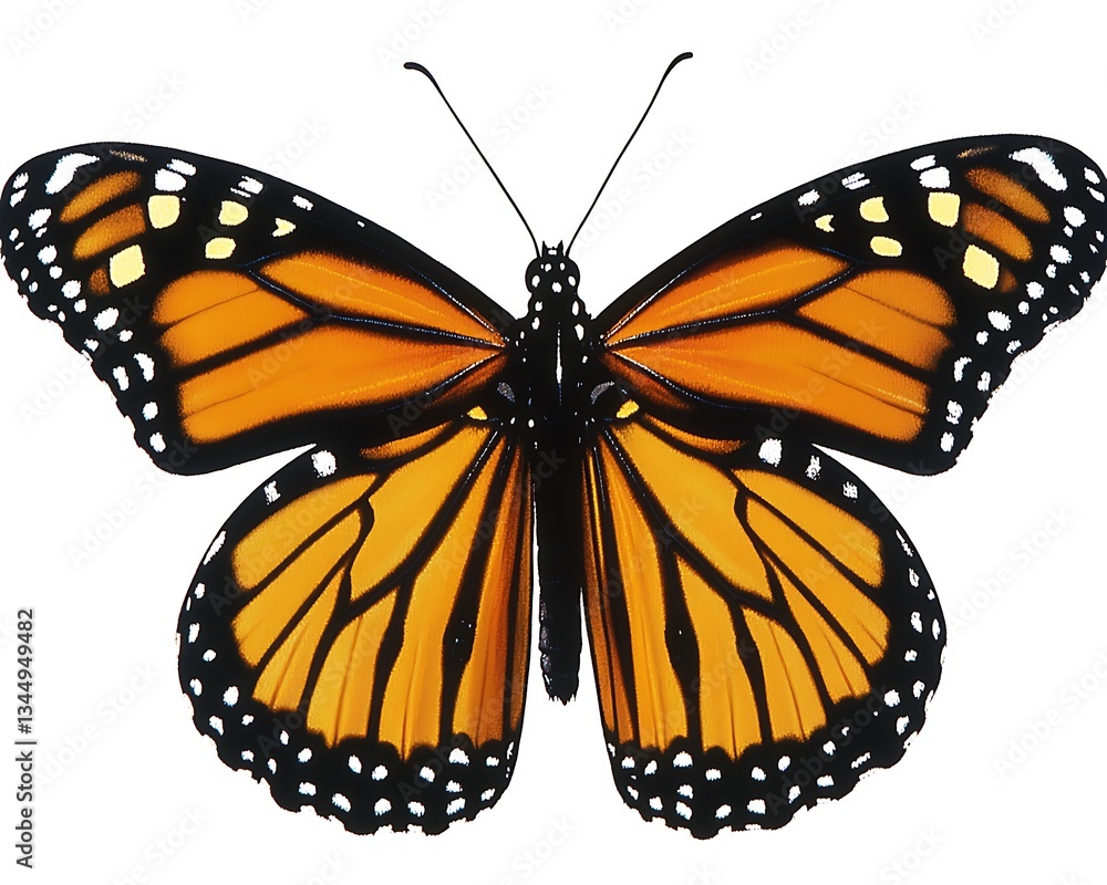 Fototapeta premium A vibrant orange and black butterfly with intricate patterned wings