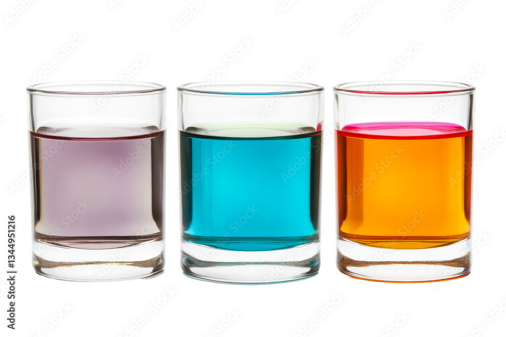 Colorful drinks in glass containers with transparent background Colorful drinks in glass containers with transparent background