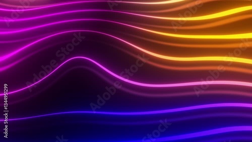 Wallpaper Mural Vibrant neon curves flow smoothly, creating a glowing light effect against a black background. Fluid motion and vibrant colors connect in this seamless loop. Torontodigital.ca
