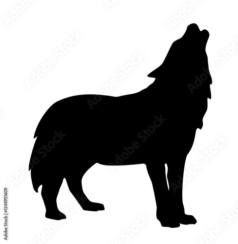 Wolf howling silhouette