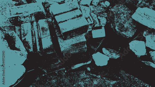 Builders bricks and rubble abstract graphic