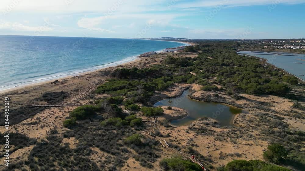 Aerial View of Mediterranean Beach and Salt Flats – Stunning Nature Park in Spain Aerial View of Mediterranean Beach and Salt Flats – Stunning Nature Park in Spain
