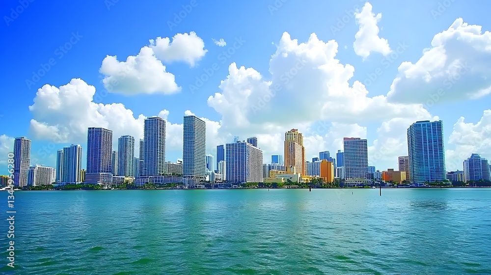 Naklejka premium Miami Skyline: A Stunning View of the City's Breathtaking Architecture