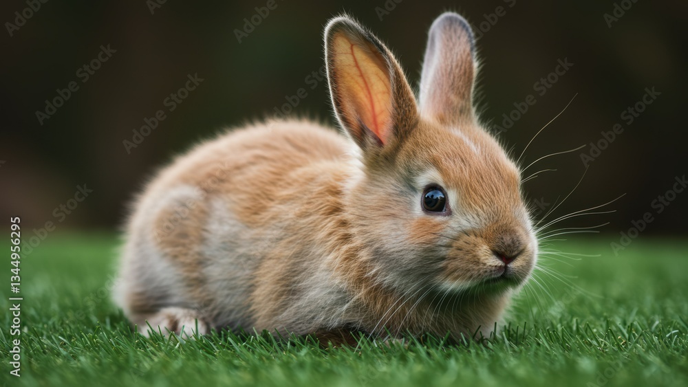 Brown rabbit sits on lush green grass in natural habitat Cute, playful, and alert animal brings joy and symbolizes Easter Brown rabbit sits on lush green grass in natural habitat Cute, playful, and alert animal brings joy and symbolizes Easter