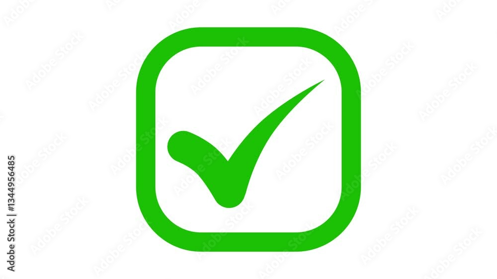 Check box animated isolated, check mark inside a rounded square shape Check box animated isolated, check mark inside a rounded square shape