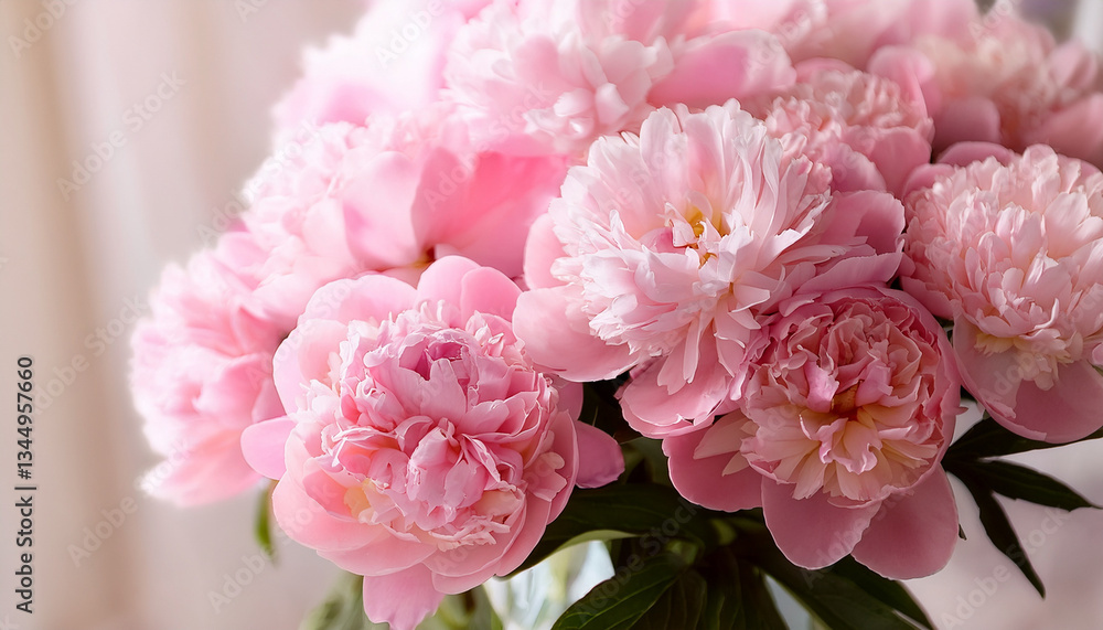Bouquet of beautiful peonies. Pink peony flowers. Close-up of flower petals. Floral wallpaper. Delicate abstract floral pastel background. Greeting card. Generated AI Bouquet of beautiful peonies. Pink peony flowers. Close-up of flower petals. Floral wallpaper. Delicate abstract floral pastel background. Greeting card. Generated AI