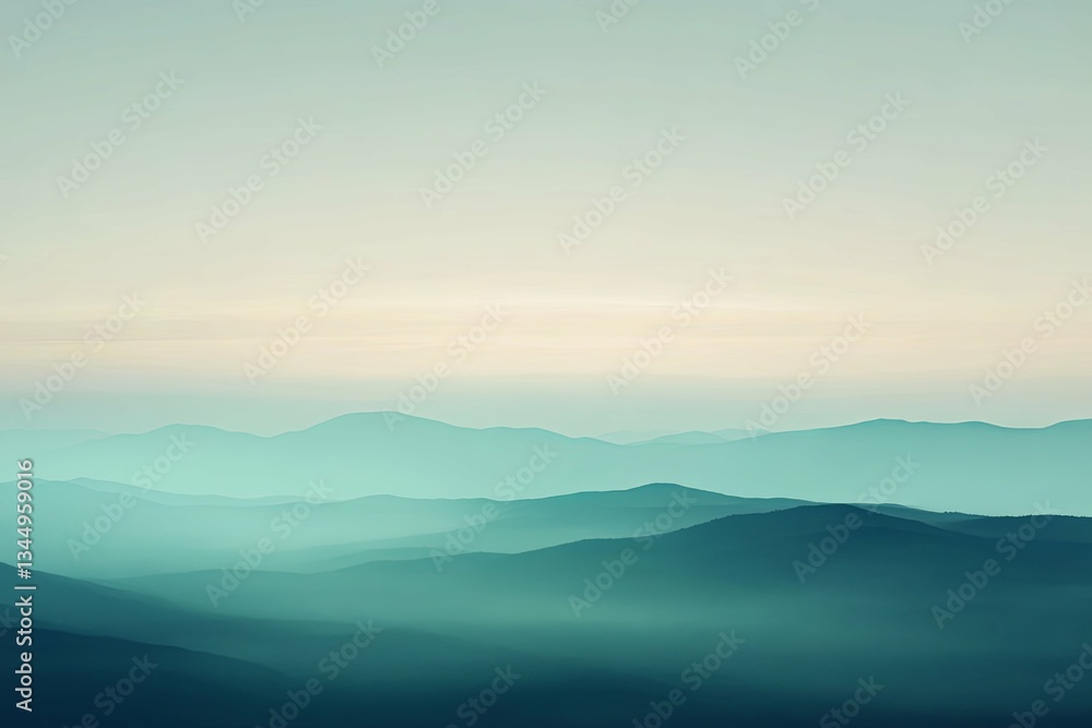 Layers of mountain ranges under a soft and hazy atmospheric sky Layers of mountain ranges under a soft and hazy atmospheric sky