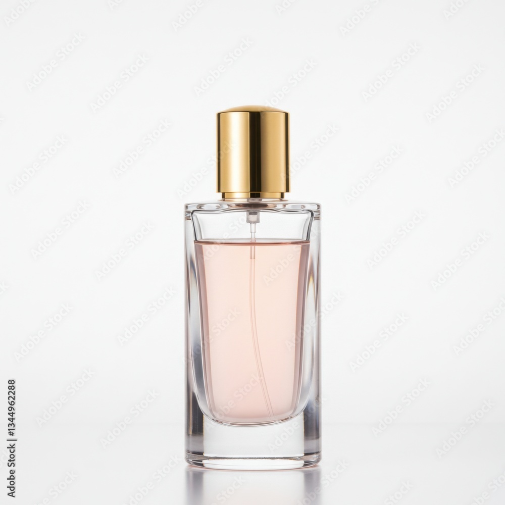 Elegant Perfume Bottle with Gold Cap on White Background for Branding Elegant Perfume Bottle with Gold Cap on White Background for Branding