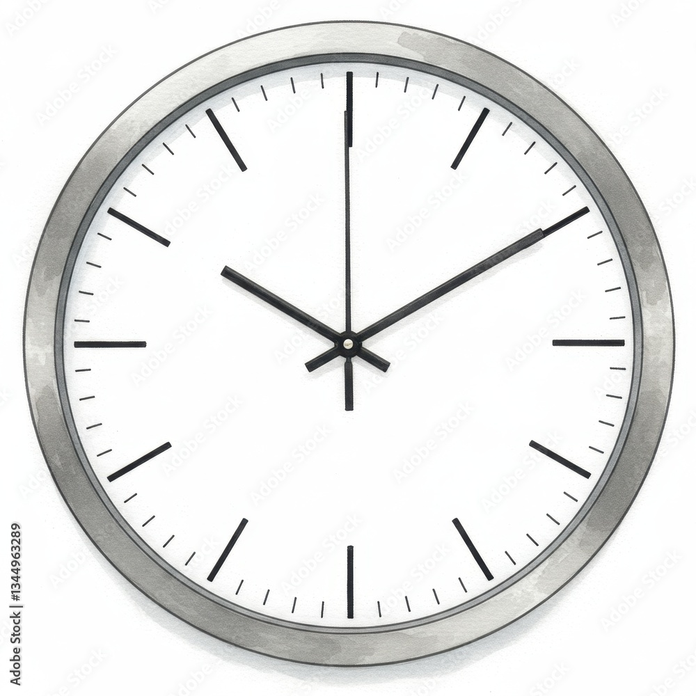 Simple Wall Clock Showing Time Passing with Minimalist Design