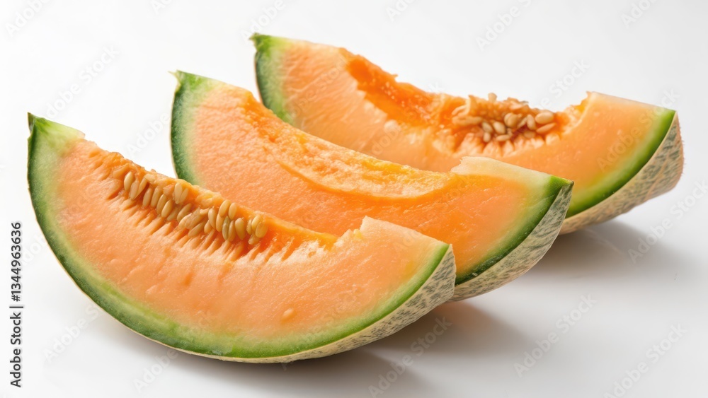 Cantaloupe Slices on White Background Cantaloupe Slices on White Background