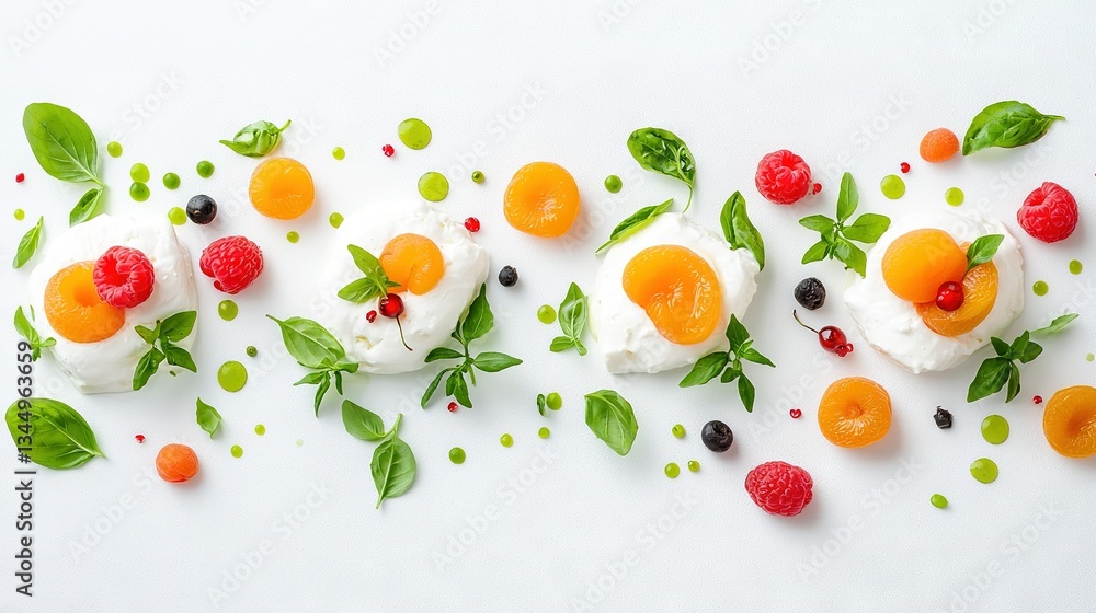 Close-up photo of a colorful plate of vegetables and fruits on a white background Close-up photo of a colorful plate of vegetables and fruits on a white background