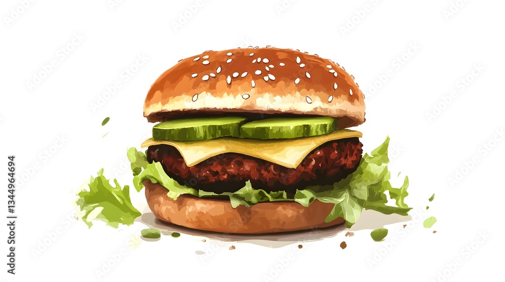 Vegan Burger with Plant-Based Patty and Avocado Vegan Burger with Plant-Based Patty and Avocado
