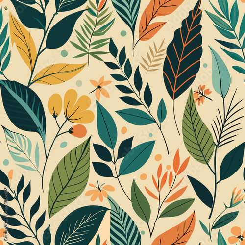 Foliage Vector Wall Art Template with Botanical Elements