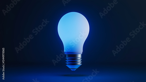 Obraz na płótnie Glowing Blue Light Bulb on Dark Background w salonie