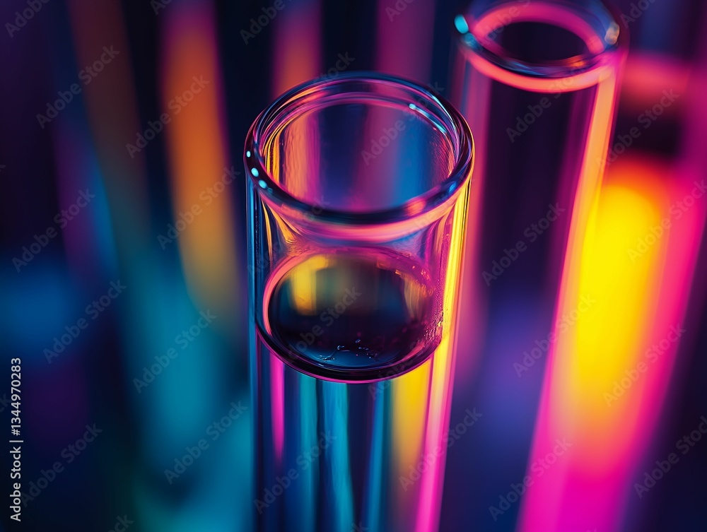 Brightly colored liquids fill glass test tubes, illuminated by soft, vibrant lighting. The arrangement showcases a blend of rich hues against a dark background. Brightly colored liquids fill glass test tubes, illuminated by soft, vibrant lighting. The arrangement showcases a blend of rich hues against a dark background.